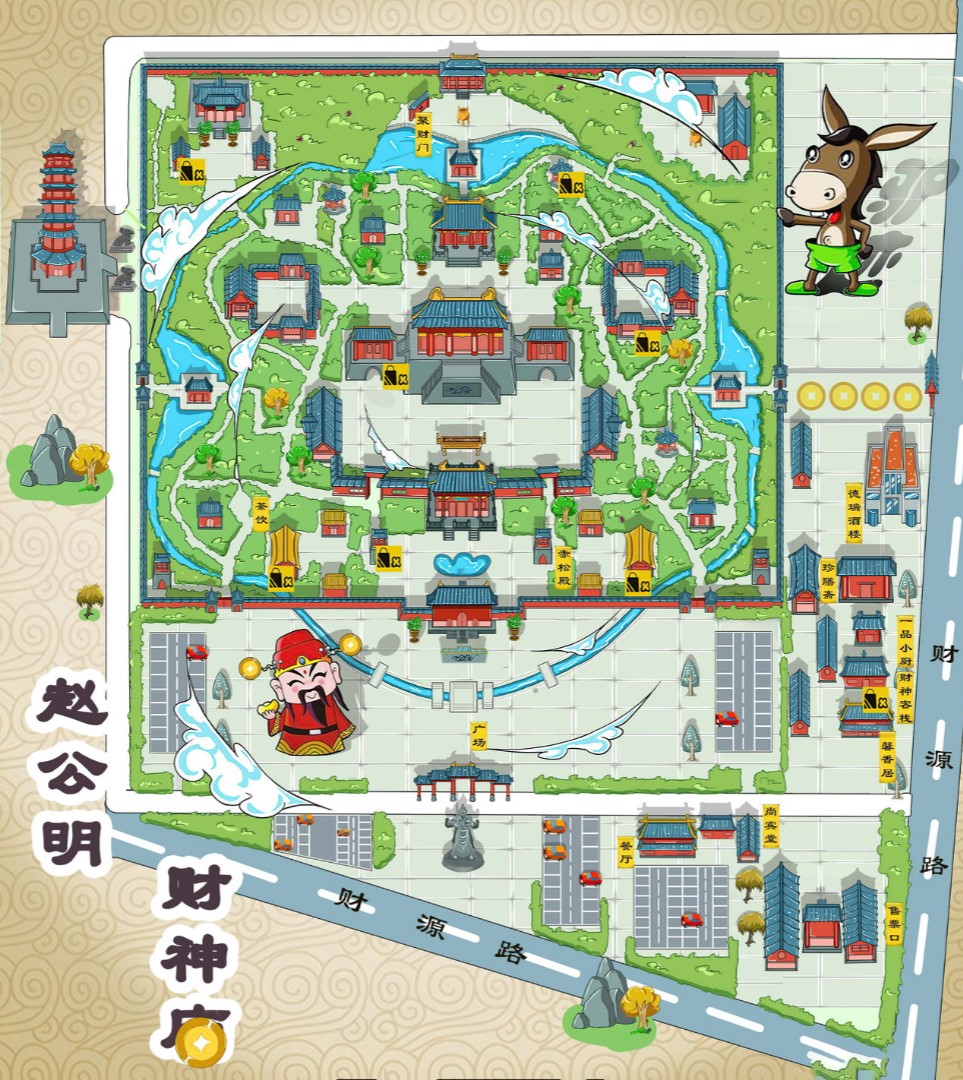 榕江寺庙类手绘地图